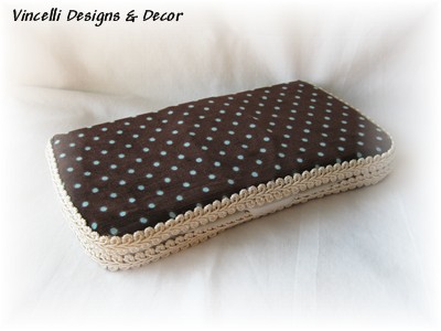 Travel Baby Wipe Container - Brown w/ Blue Dots-baby, travel, baby wipes, container, shower, new baby,