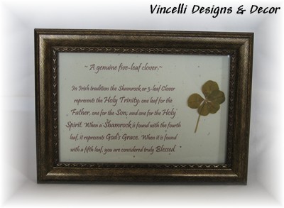 Genuine Five Leaf Clover in Frame-st. patrick's day, clover, five, leaf, luck, blessed,