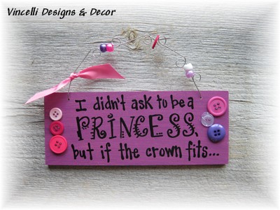 Handpainted Wood Plaque - If The Crown Fits...-sign, wood, plaque, handpainted, gift, child, purple, princess, crown