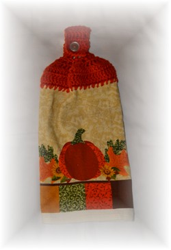 Crocheted Hand Towel - Pumpkin-hand towel, pumpkin, crochet, kitchen,