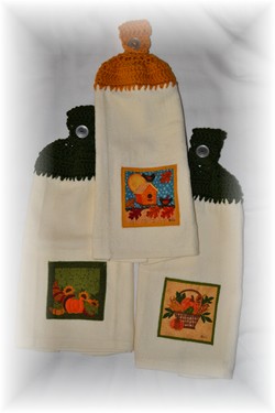 Crocheted Hand Towels - Fall/Autumn - Set of 3-crochet, hand towels, kitchen, autumn, fall,
