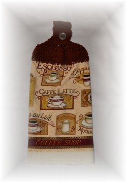 Crocheted Hand Towel - Coffee 2-coffee, hand towel, crochet, kitchen,