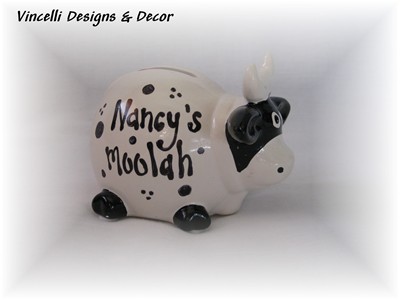 "Moolah" Piggy Bank-piggy bank, cow bank, cow, ceramic, gift,