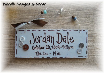 Baby Birth Info Plaque - Blue-baby, gift, baby shower, boy, blue, newborn,