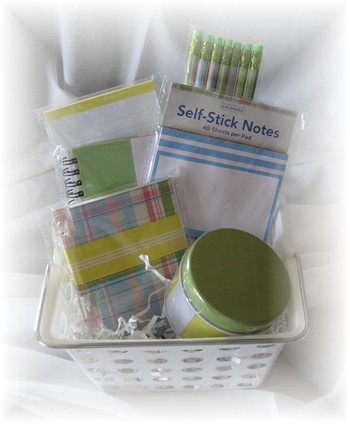 Preppy Paper Stationary Gift Basket-gift basket, stationary, paper, pencil,
