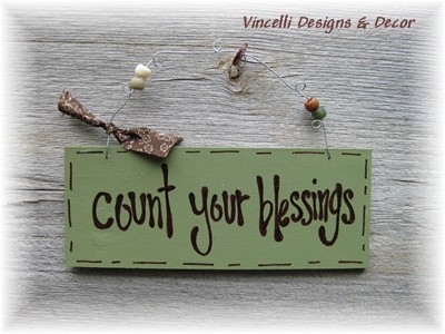 Handpainted Wood Plaque - Count Your Blessings-plaque, wood, sign, count your blessings, gift, handpainted