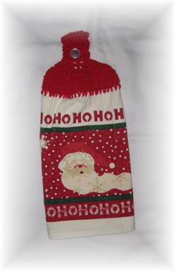 Crocheted Hand Towel - Santa Ho Ho Ho-hand towel, santa, christmas, towel, kitchen,