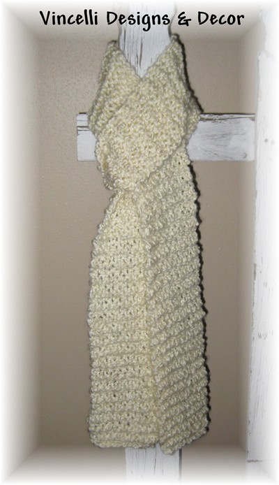 Homespun Cream Scarf-knit, scarf, cream, knitted, 