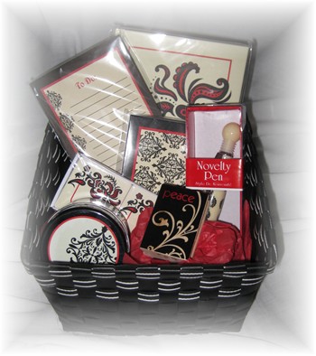 Black/Red Stationary Basket-gift basket, stationary,