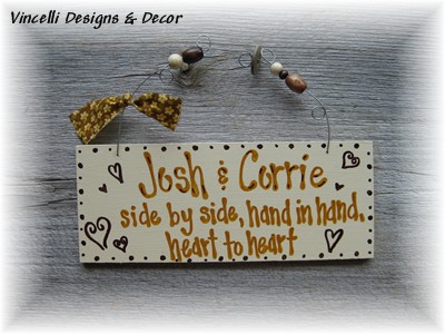 Handpainted Wood Plaque - Happy Couple-sign, wood, plaque, handpainted, gift, wedding, love, couple, anniversary,