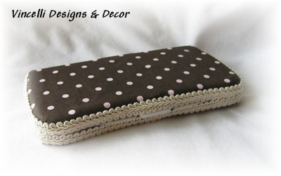 Travel Baby Wipe Container - Brown w/ Pink Dots-baby, gift, pink, brown, wipes, travel, container, shower, 