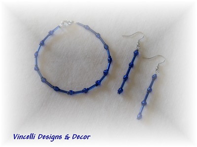 Blue Bracelet and Earrings