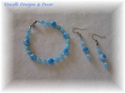 Light Blue Bracelet and Earrings