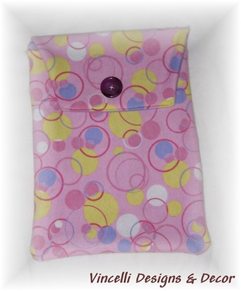 Diaper & Wipe Cloth Travel Pouch - Pink Circles