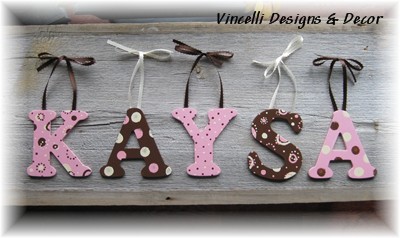 Wooden Letter Custom Wall Hangings - Pink & Brown