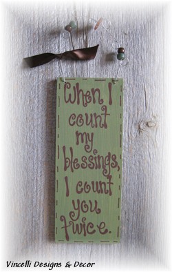 Handpainted Wood Plaque - Blessings Twice