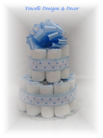 Diaper Cake - 2 Tier - Blue