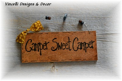 Handpainted Wood Plaque - Camper Sweet Camper