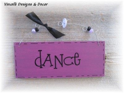 Handpainted Wood Plaque - Dance Purple