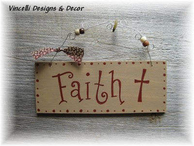 Handpainted Wood Plaque - Faith