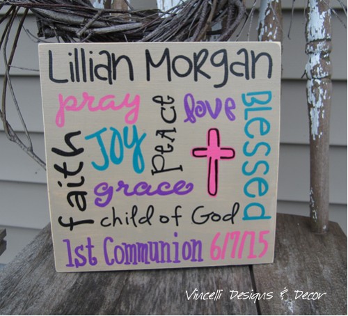 Wood Plaque - Word Collage First Communion