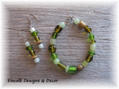 Green Bracelet & Earring Set 2