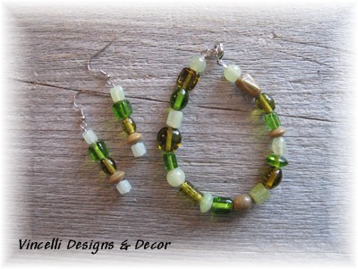 Green Bracelet & Earring Set 1