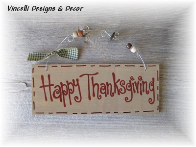 Handpainted Wood Plaque - Happy Thanksgiving