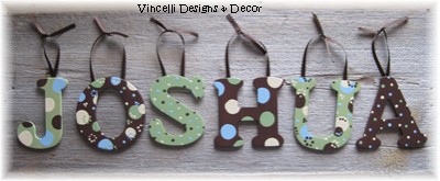 Wooden Letter Custom Wall Hangings - Brown & Green