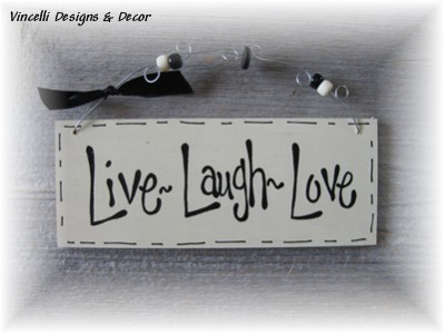 Handpainted Wood Plaque - Live, Laugh, Love