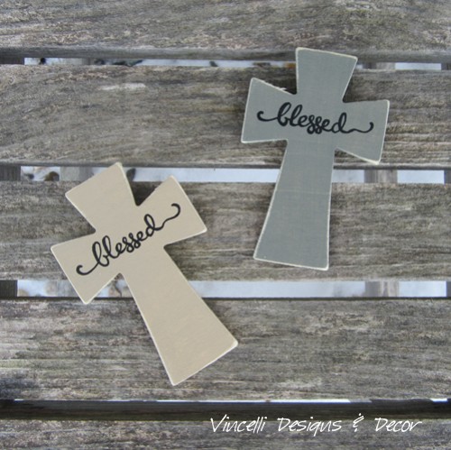 Wood Cross Magnet - Blessed