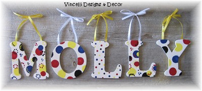 Wooden Letter Custom Wall Hangings - White & Primary