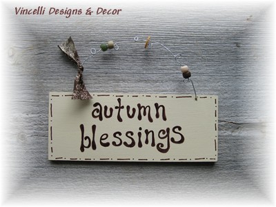 Handpainted Wood Plaque - Autumn Blessings