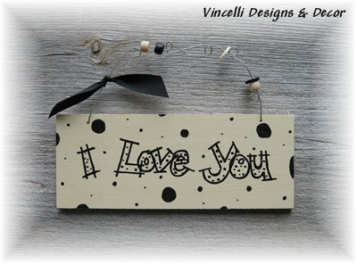Handpainted Wood Plaque - I love you!