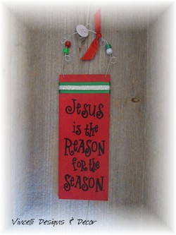 Handpainted Wood Plaque - Jesus Is The Reason  Red